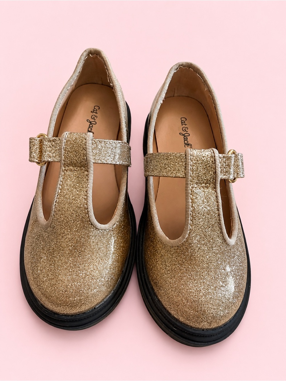 Cat & Jack™ Girls Glitter Mary Jane Dress Shoes – Gold | Size 9 Toddler